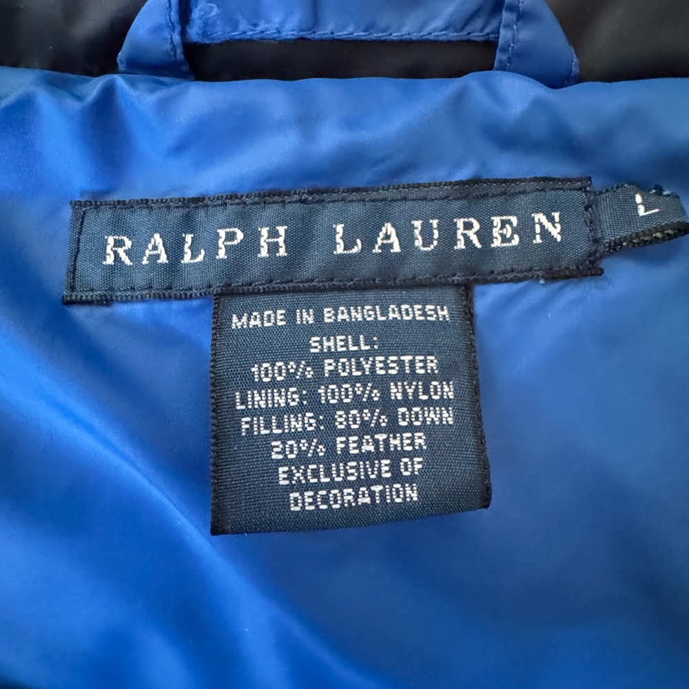 Ralph Lauren Women’s Down Puffer Vest Red & Navy L Big Pony Logo Preppy Ski - Picture 8 of 14
